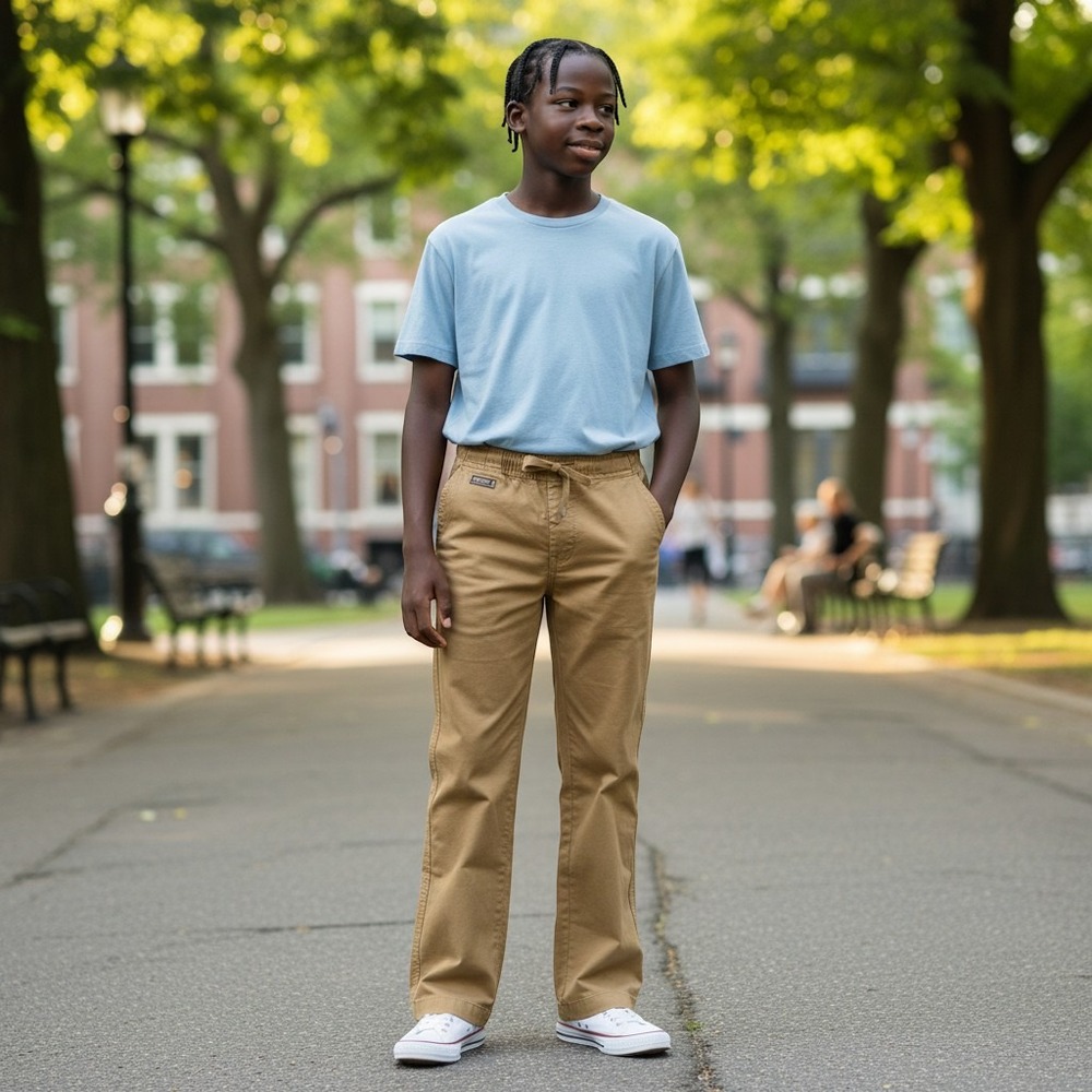 Rebel & Soul Boys Pull On Pants L 14/16‎ British Khaki NWT Elastic Waist Chino